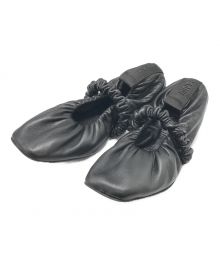 GANNI（ガニー）の古着「Soft Square Toe Scrunchie Ballerina」｜ブラック