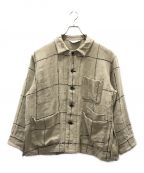 ANCELLMアンセルム）の古着「DRAWING CHECK LINEN COVERALL」｜ベージュ