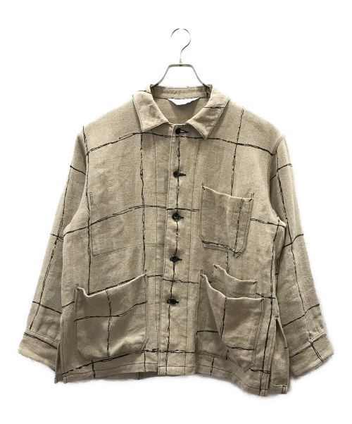 ANCELLM（アンセルム）ANCELLM (アンセルム) DRAWING CHECK LINEN COVERALL ベージュ サイズ:1 未使用品の古着・服飾アイテム