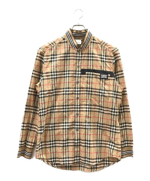 BURBERRY（バーバリー）BURBERRY (バーバリー) Rib Knit Detail Vintage Check Cotton Shirt ベージュ サイズ:Mの古着・服飾アイテム