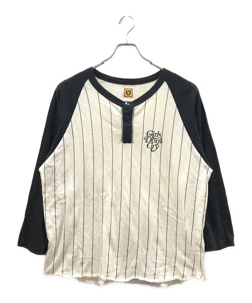 HUMAN MADE（ヒューマンメイド）HUMAN MADE (ヒューマンメイド) 24ss GIRLS DON'T CRY BASEBALL 3/4 TEE ブラック サイズ:Lの古着・服飾アイテム