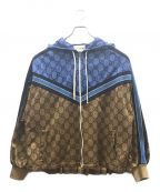 GUCCIグッチ）の古着「GG Technical Jersey Jacket」｜ブルー×ブラウン