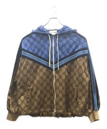 GUCCI（グッチ）の古着「GG Technical Jersey Jacket」｜ブルー×ブラウン