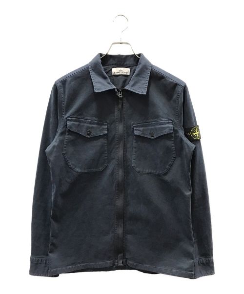 STONE ISLAND（ストーンアイランド）STONE ISLAND (ストーンアイランド) GARMENT DYED ZIP SHIRT ネイビー サイズ:Mの古着・服飾アイテム