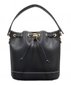 TORY BURCHトリーバーチ）の古着「T MONOGRAM LEATHER BUCKET BAG」｜ネイビー