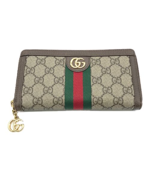 GUCCI（グッチ）GUCCI (グッチ) GG ジップアラウンドウォレット ブラウン サイズ:下記参照の古着・服飾アイテム