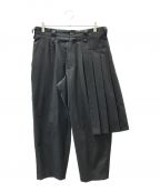 s'yteサイト）の古着「T/W Gabardine Left Side Pleat pants」｜ブラック