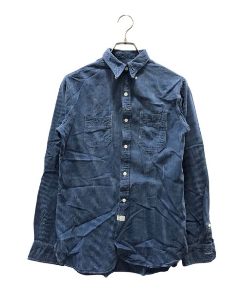 RRL（ダブルアールエル）RRL (ダブルアールエル) チンストラップストライプシャツ ブルー サイズ:XSの古着・服飾アイテム