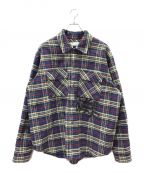 OFFWHITEオフホワイト）の古着「Logo Print Flannel Check Shirt」｜ブルー