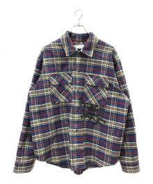 OFFWHITE（オフホワイト）の古着「Logo Print Flannel Check Shirt」｜ブルー