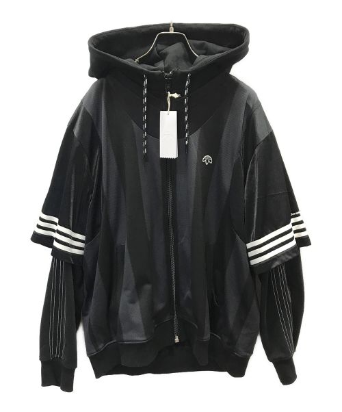 adidas（アディダス）adidas (アディダス) ALEXANDER WANG (アレキサンダーワン) レイヤードジップパーカー ブラック サイズ:2XOの古着・服飾アイテム