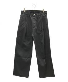 SUBLATIONS（サブレーションズ）の古着「2TUCK WIDE DENIM PANTS」｜ブラック