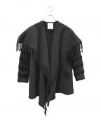 MONCLERモンクレール）の古着「MANTELLA Combo Fringe Cape W」｜ブラック