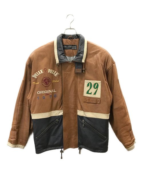 pellepelle（ペレペレ）pellepelle (ペレペレ) レザーバーシティージャケット ブラウン サイズ:38の古着・服飾アイテム