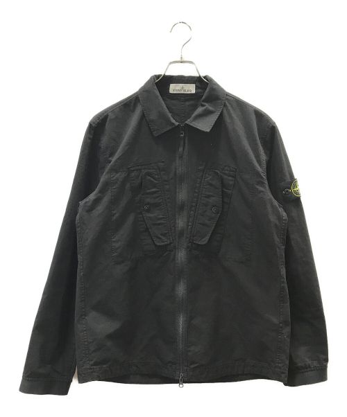 STONE ISLAND（ストーンアイランド）STONE ISLAND (ストーンアイランド) Ripstop Garment Dyed Overshirt ブラック サイズ:Lの古着・服飾アイテム