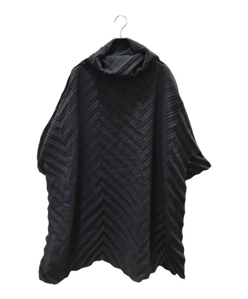 me ISSEY MIYAKE（ミーイッセイ ミヤケ）me ISSEY MIYAKE (ミーイッセイ ミヤケ) デザインプリーツカットソーワンピース ブラック サイズ:FREEの古着・服飾アイテム