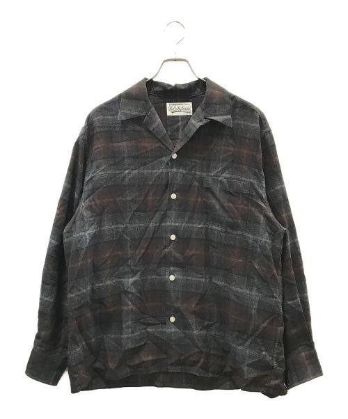 WACKO MARIA（ワコマリア）WACKO MARIA (ワコマリア) OMBRE CHECK OPEN COLLAR SHIRT L/S (TYPE-3) ブラウン サイズ:Lの古着・服飾アイテム