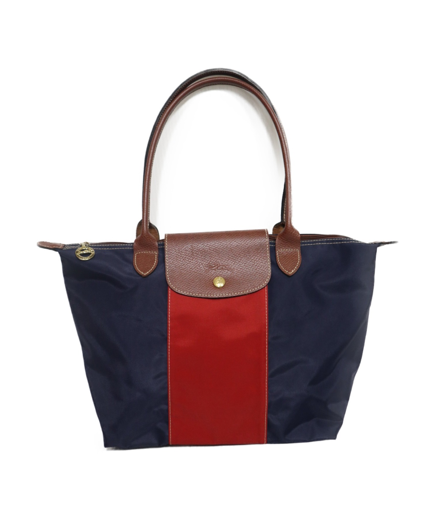 中古 古着通販 Longchamp ロンシャン ル プリアージュ トートバッグ ネイビー レッド カスタマイズモデル ブランド 古着通販 トレファク公式 Trefac Fashion