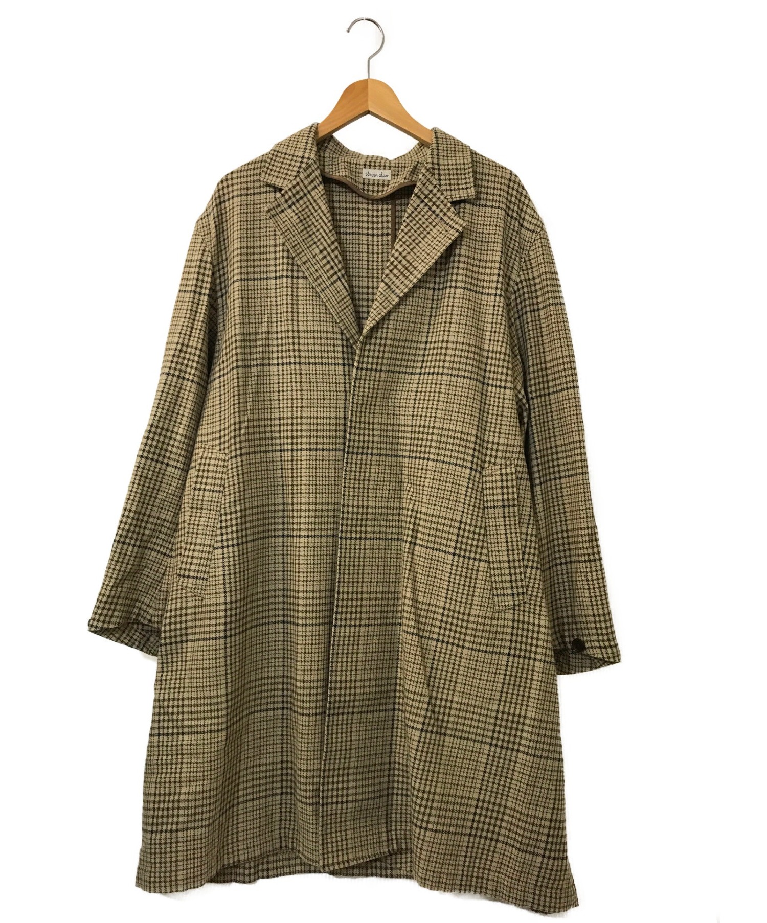 STEVEN ALAN (スティーブンアラン) C/W CHECK CHESTER COAT ベージュ サイズ:S