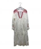 JEAN NERETジャン ヌレ）の古着「embroidery gathered dress/エンブロイダリーギャザードレス」｜ホワイト