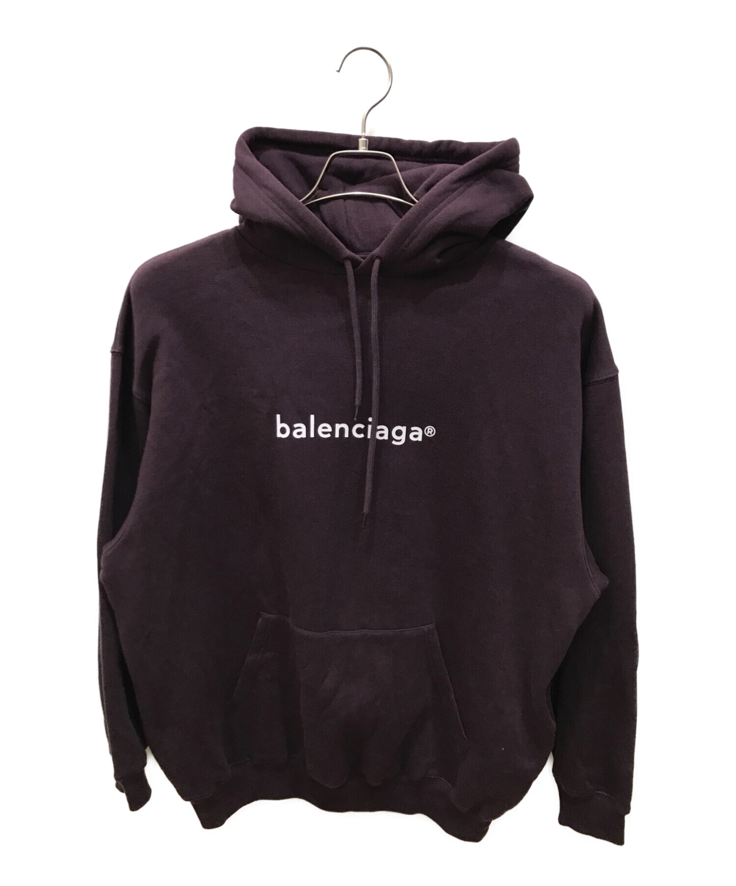 BALENCIAGA (バレンシアガ) ロゴスウェットプルオーバーパーカー ボルドー サイズ:XS