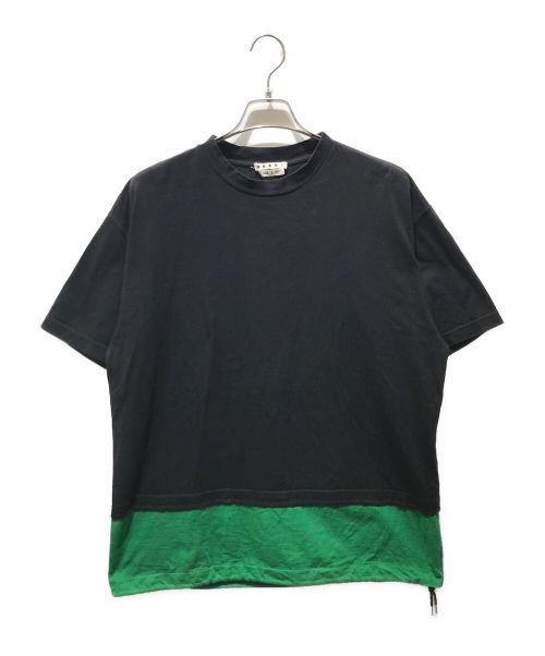 MARNI（マルニ）MARNI (マルニ) クルーネック 切替 半袖 Tシャツ　HUMU0034QS S22763 ブラック×グリーン サイズ:48の古着・服飾アイテム