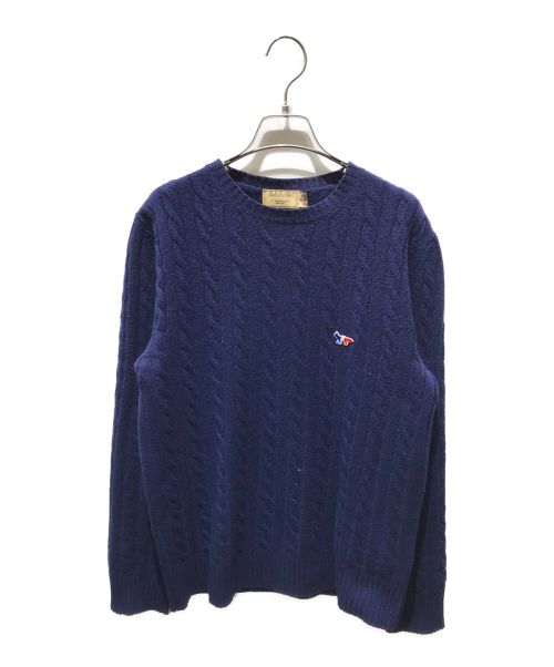 maison kitsune（メゾンキツネ）maison kitsune (メゾンキツネ) カシミヤケーブルニット　KMM-2555-C ネイビー サイズ:Mの古着・服飾アイテム