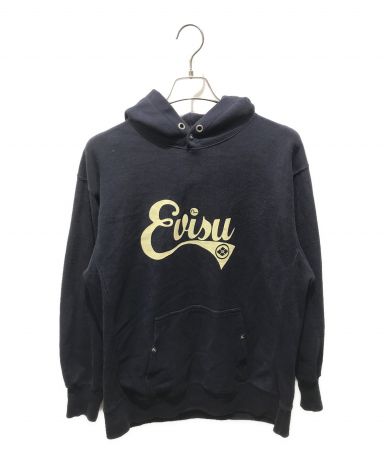 【中古・古着通販】EVISU (エビス) プリントパーカー ネイビー