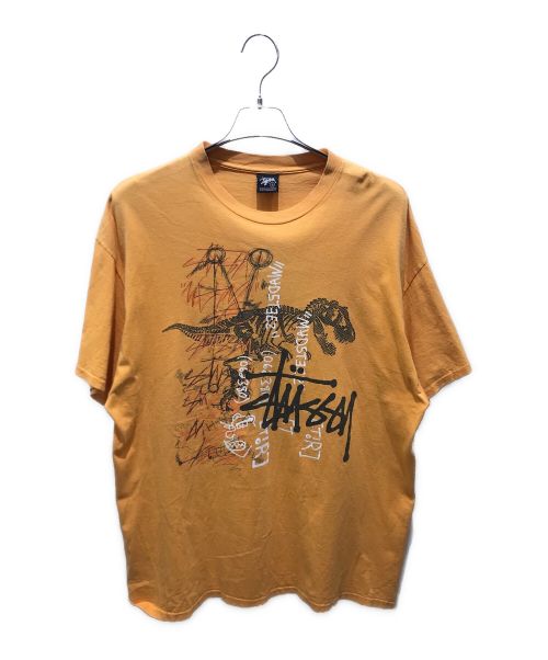 stussy（ステューシー）stussy (ステューシー) プリントTシャツ オレンジ サイズ:XLの古着・服飾アイテム