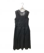 LE CIEL BLEUルシェルブルー）の古着「Voile Overlay Dress　24A65101」｜ブラック