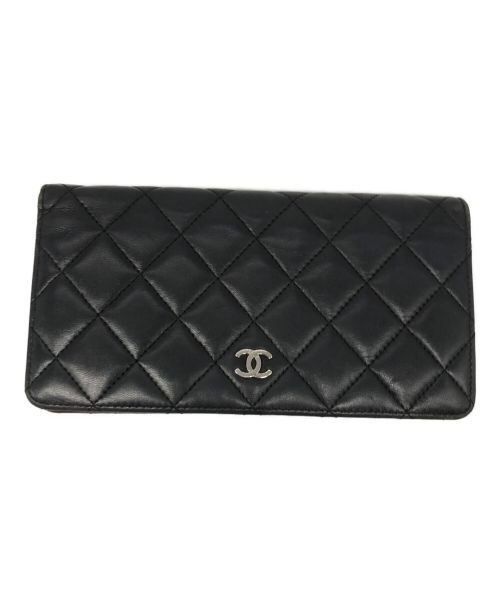 CHANEL（シャネル）CHANEL (シャネル) マトラッセキルティングフラップウォレット　22608478 ブラックの古着・服飾アイテム