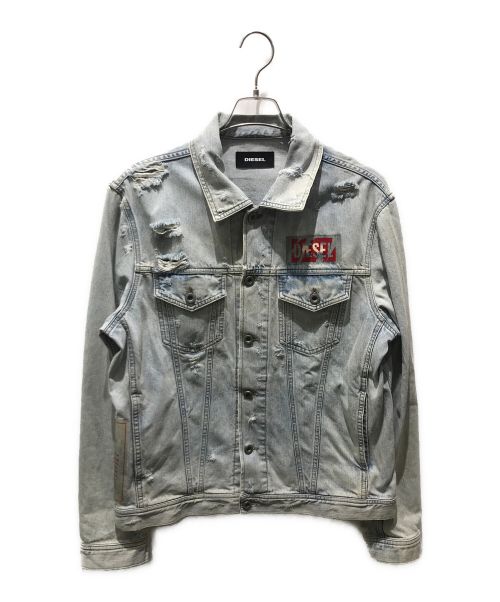 DIESEL（ディーゼル）DIESEL (ディーゼル) ダメージ加工デニムジャケット インディゴ サイズ:Lの古着・服飾アイテム