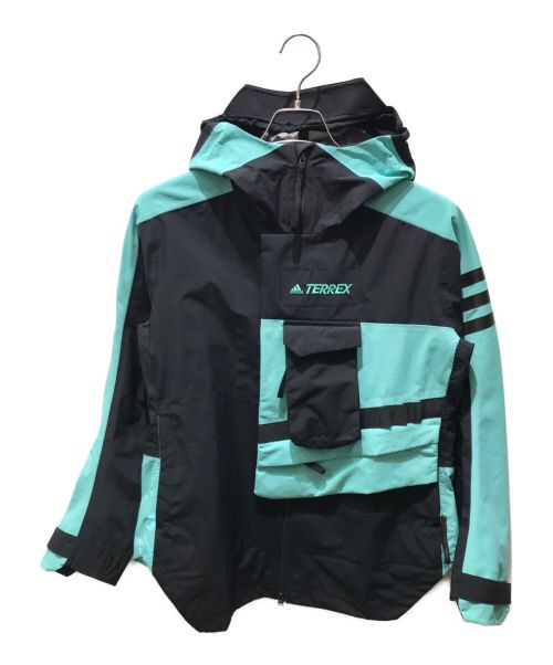 adidas（アディダス）adidas (アディダス) Terrex Xploric Rain Jacket　GI7174 ブラック×ブルー サイズ:Lの古着・服飾アイテム