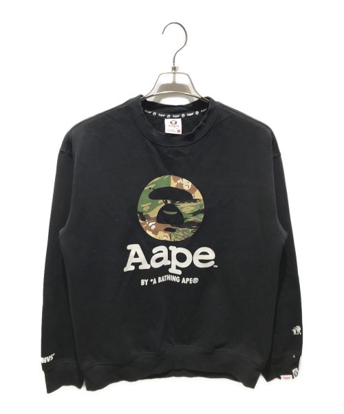 Aape BY A BATHING APE（エーエイプ バイ アベイシングエイプ）Aape BY A BATHING APE (エーエイプ バイ アベイシングエイプ) プリントクルーネックスウェット　AAPSWM3976XXJ ブラック サイズ:Sの古着・服飾アイテム