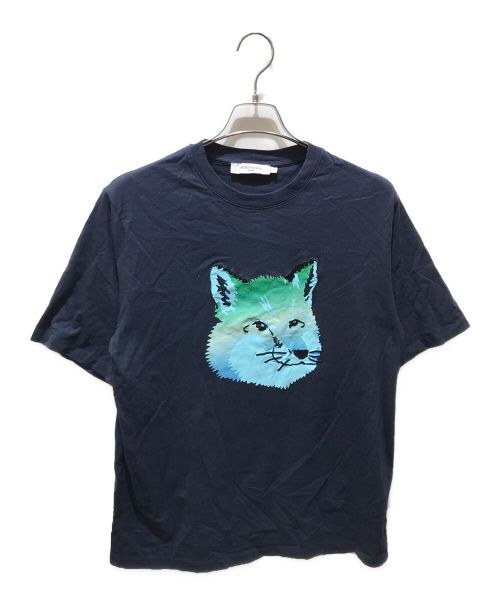 maison kitsune（メゾンキツネ）maison kitsune (メゾンキツネ) バイブラント フォックスヘッド イージー Tシャツ ネイビー サイズ:Sの古着・服飾アイテム