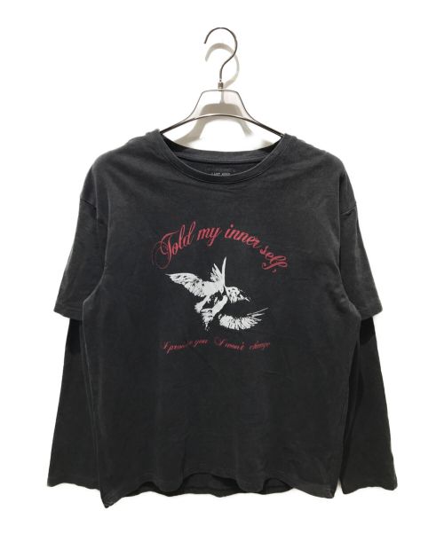 LAST NEST（ラストネスト）LAST NEST (ラストネスト) dove layered t-shirts ブラック サイズ:記載無しの為実寸参照の古着・服飾アイテム