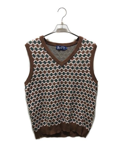 BoTT（ボット）BoTT (ボット) Link Knit Vest ブラウン×グリーン サイズ:Lの古着・服飾アイテム