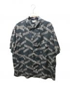 STEVEN ALANスティーブンアラン）の古着「PRINT CAMP COLLAR SHORT SLEEVE SHIRT」｜ネイビー