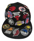 New Eraニューエラ）の古着「ALL OVER NBA TEAM Snapback Hat」｜ブラック