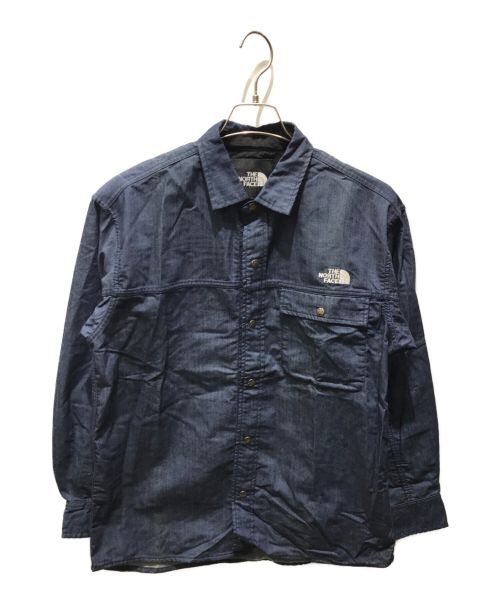 THE NORTH FACE（ザ ノース フェイス）THE NORTH FACE (ザ ノース フェイス) Nylon Denim Nuptse Shirt　NR72130 インディゴ サイズ:Mの古着・服飾アイテム