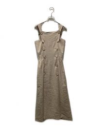 Ameri（アメリ）の古着「BUTTON MOTIF APRON DRESS」｜ベージュ