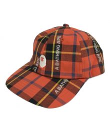 A BATHING APE（アベイシングエイプ）の古着「LOGO CHECK PANEL CAP　001CPI301027M」｜オレンジ