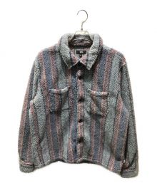 stussy（ステューシー）の古着「Stripe Sherpa Shirt」｜ブルー