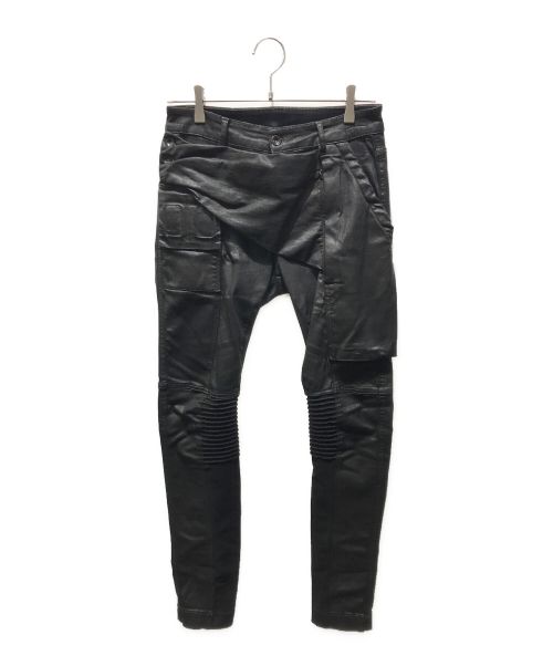 RICK OWENS DRKSHDW（リックオウエンス ダークシャドウ）RICK OWENS DRKSHDW (リックオウエンス ダークシャドウ) Memphis Patched Coated Jean DU18S3356-SBW 代理店表記無し ブラック サイズ:28の古着・服飾アイテム