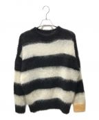 uniform experimentユニフォームエクスペリメント）の古着「MOHAIR BORDER CREWNECK KNIT UE-212052」｜ホワイト×ブラック