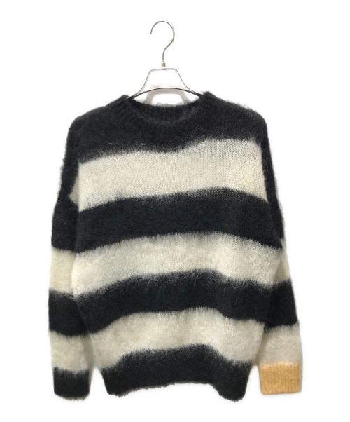 uniform experiment（ユニフォームエクスペリメント）uniform experiment (ユニフォームエクスペリメント) MOHAIR BORDER CREWNECK KNIT UE-212052 ホワイト×ブラック サイズ:記載無しの為実寸参照の古着・服飾アイテム