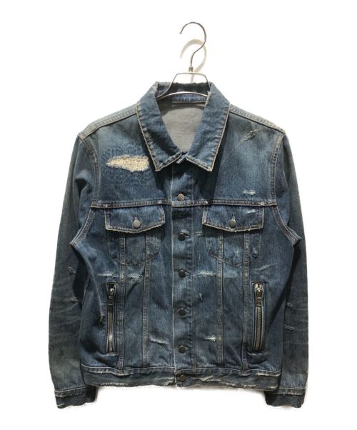 BALMAIN（バルマン）BALMAIN (バルマン) VINTAGE DESTROYED DENIM JACKET　S8H3019T024D インディゴ サイズ:Mの古着・服飾アイテム