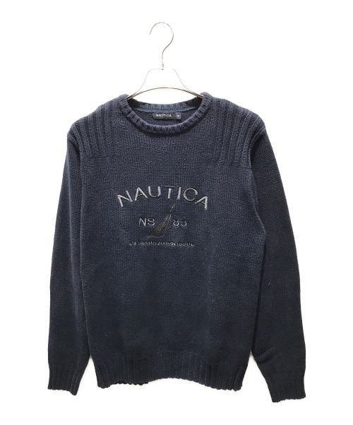 NAUTICA（ノーティカ）NAUTICA (ノーティカ) ロゴ刺繍クルーネックニット ネイビー サイズ:Mの古着・服飾アイテム