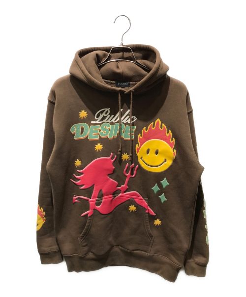 SUGATA（スガタ）SUGATA (スガタ) PUBLIC DESIRE HOODIE ブラウン サイズ:Lの古着・服飾アイテム