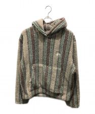 stussy (ステューシー) Stripe Sherpa Hoodie　21AW ブラウン サイズ:L